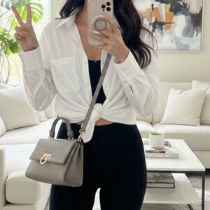 Salvatore Ferragamo  Sofia Gancini Shoulder Handbag (Grey Leather)